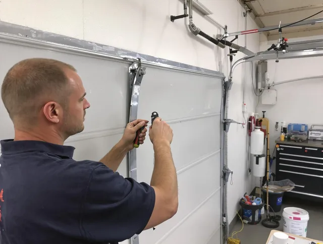 Before and after garage door dent repair by Darien Garage Door Repair in Darien