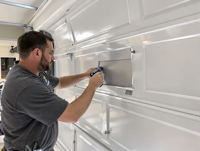 Garage door panel repair by Darien Garage Door Repair in Darien